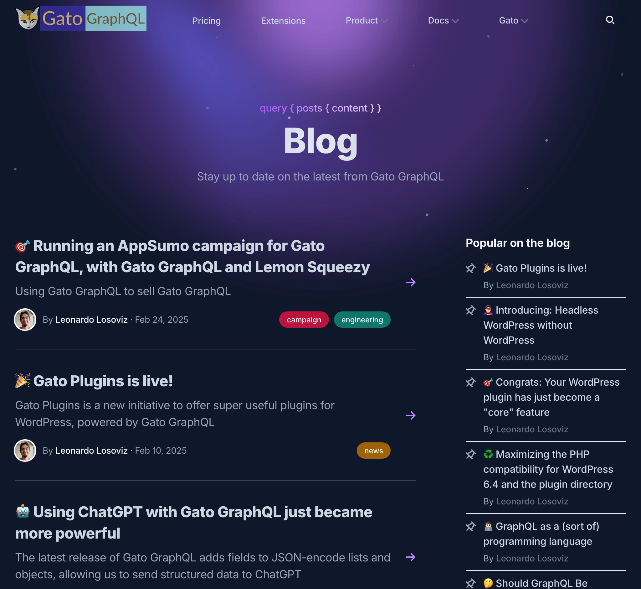 Blogsectie op gatographql.com