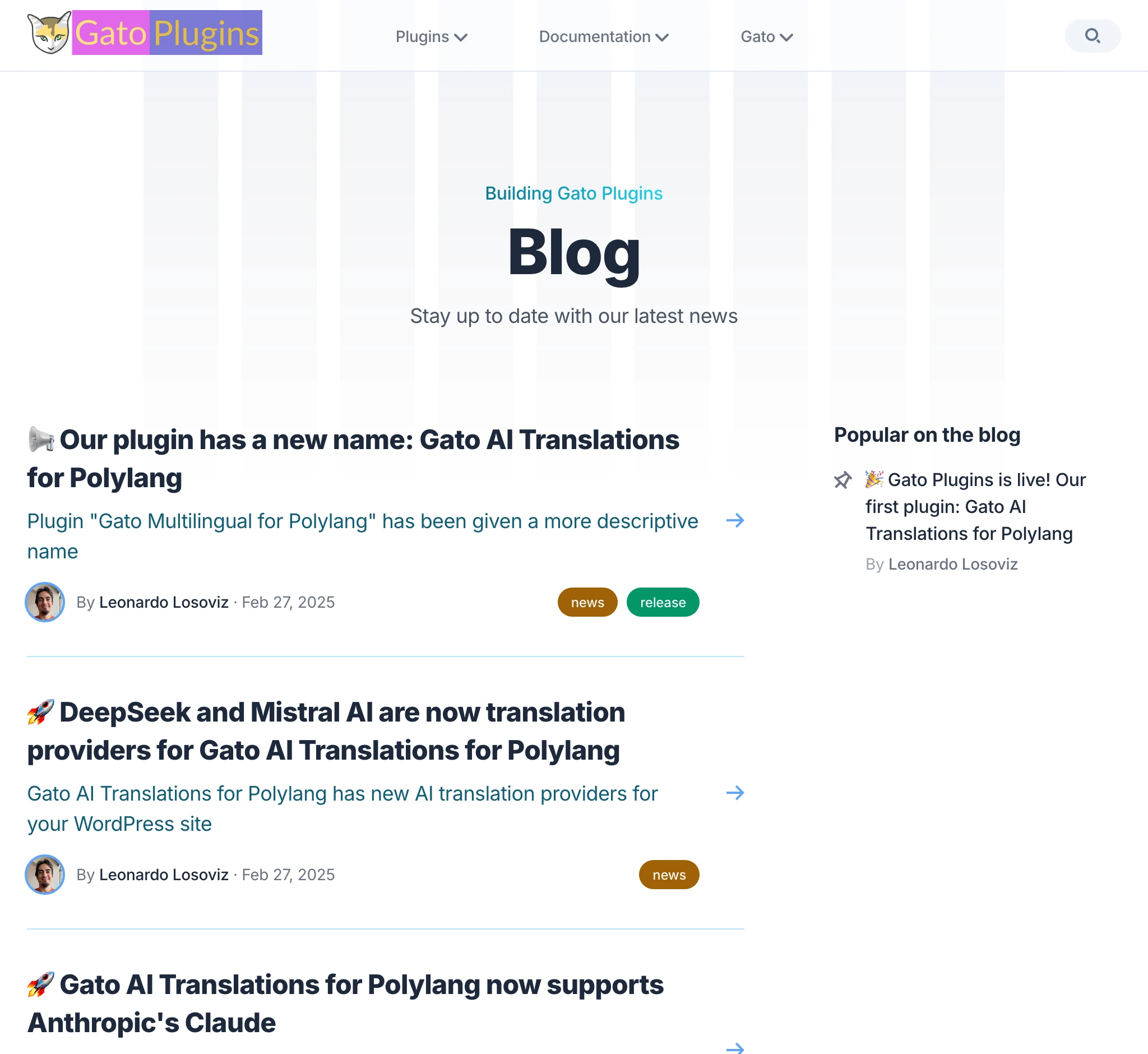 Blogsectie op gatoplugins.com